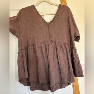 American Eagle Outfitters Brown Peplum Blouse